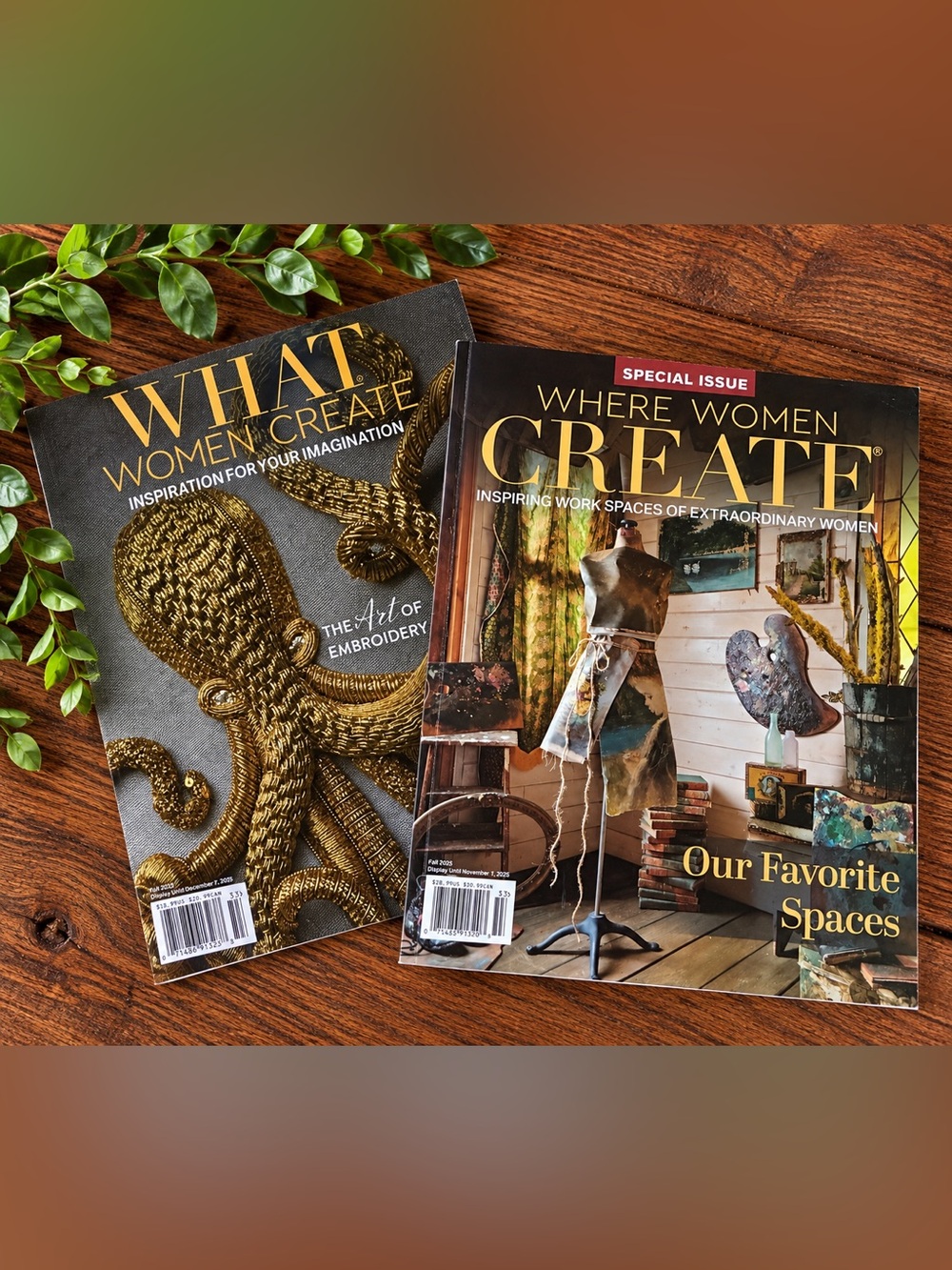 What & Where Women Create Magazines - Brown & Gold Covers